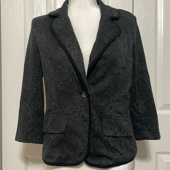 Wet Seal SZ L Black Floral Single Button Front Blazer - Picture 15 of 15
